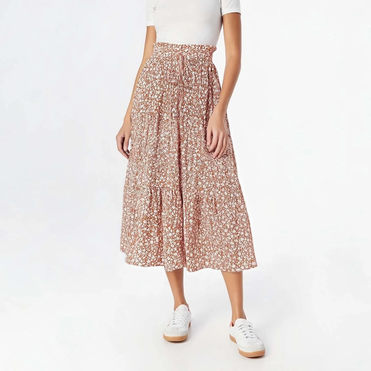 Women's Vacation Skirts Boho Elastic Waist Drawstring Comfortable Skirt High Waisted Lightweight Casual Summer Skorts