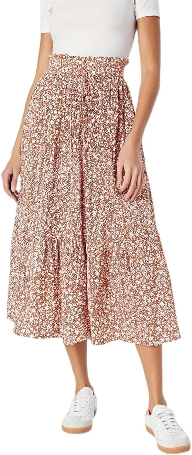 Women's Vacation Skirts Boho Elastic Waist Drawstring Comfortable Skirt High Waisted Lightweight Casual Summer Skorts