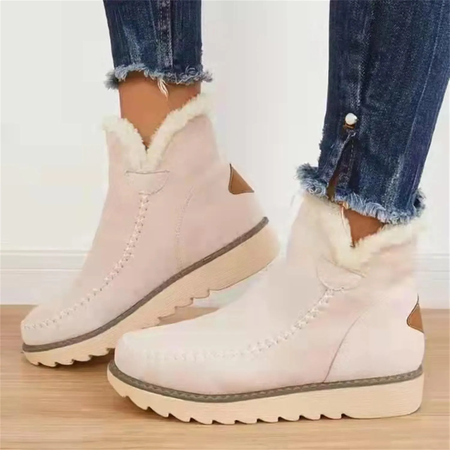 Womens Winter Boots Waterproof Wide Leg Women's Waterproof Boots Tall Winter Boots for Women 2023 No Heel Pink Winter Boots for Women Heels Warm Snow Boots for Women