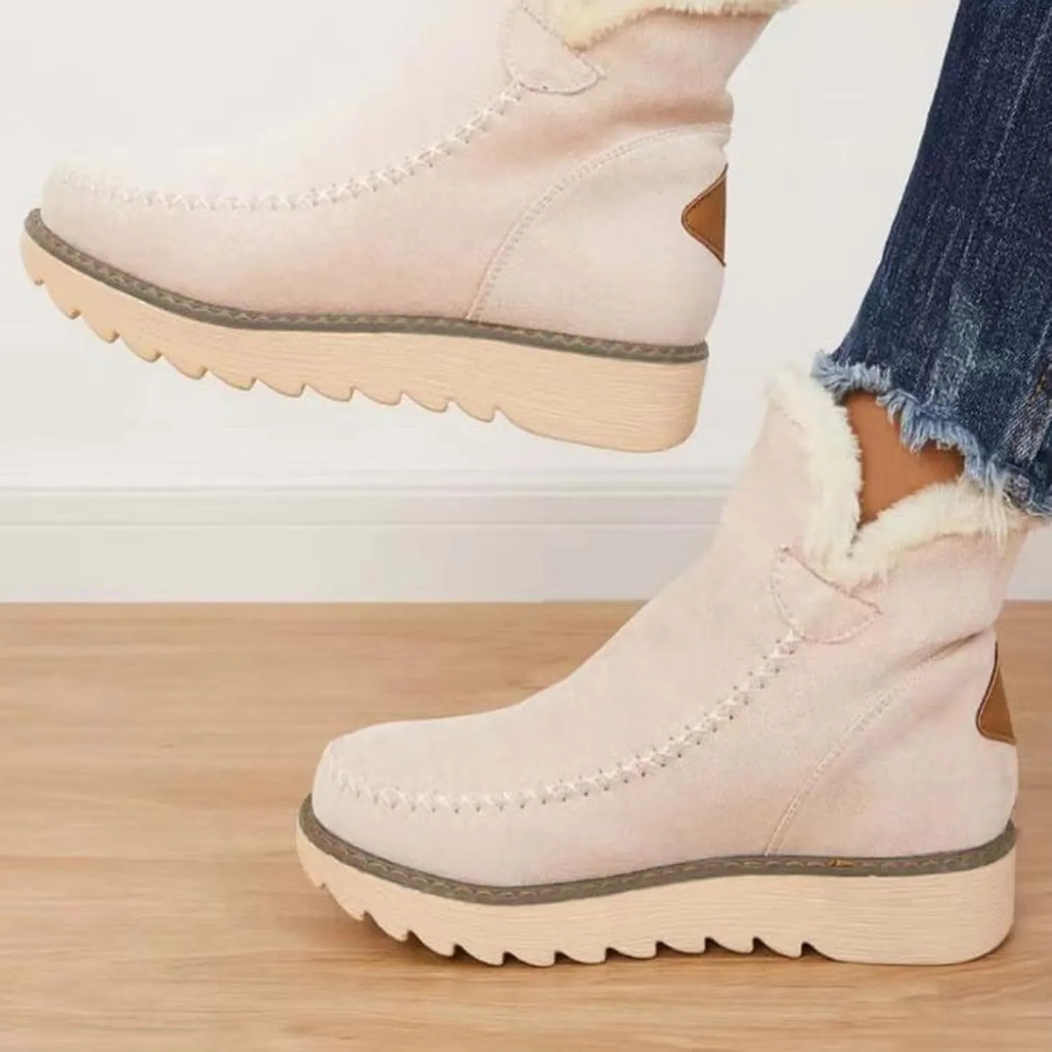 Womens Winter Boots Waterproof Wide Leg Women's Waterproof Boots Tall Winter Boots for Women 2023 No Heel Pink Winter Boots for Women Heels Warm Snow Boots for Women
