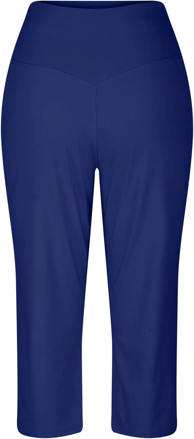 Women's Yoga Capris Pants High Waist Leggings Athletic Exercise Workout Crop Capris Quick Dry Yoga Leggings