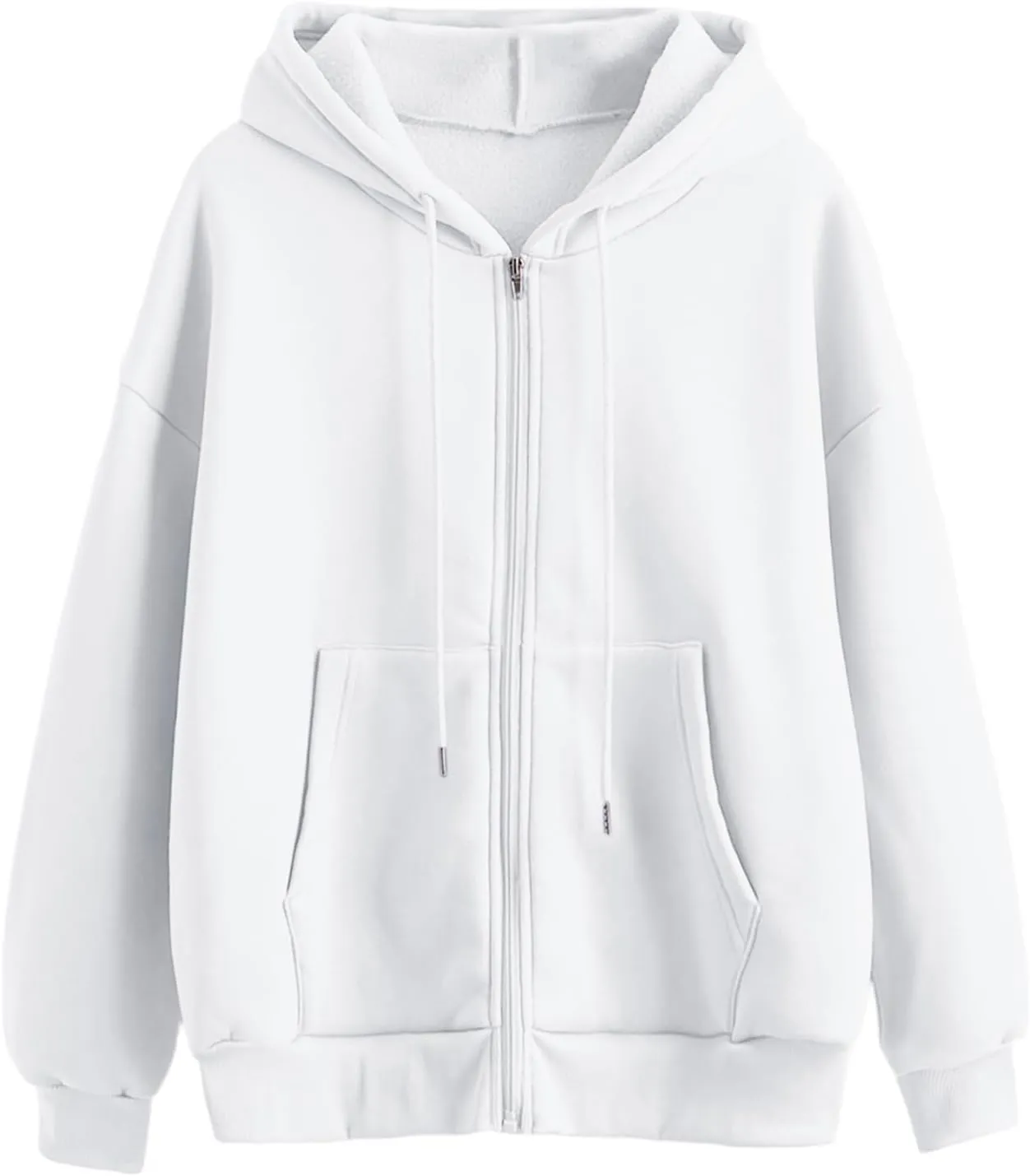 Women's Zip-Up Hoodie Fall Oversized Sweatshirt Lightweight Long Sleeve Zipper Coats Cozy Fleece Jacket with Pocket