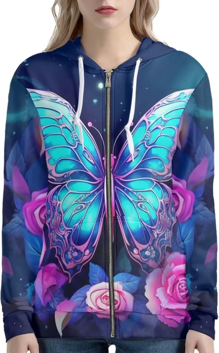Womens Zip Up Hoodie Oversized Sweatshirt for Women Y2K Hoodies Fall Jackets
