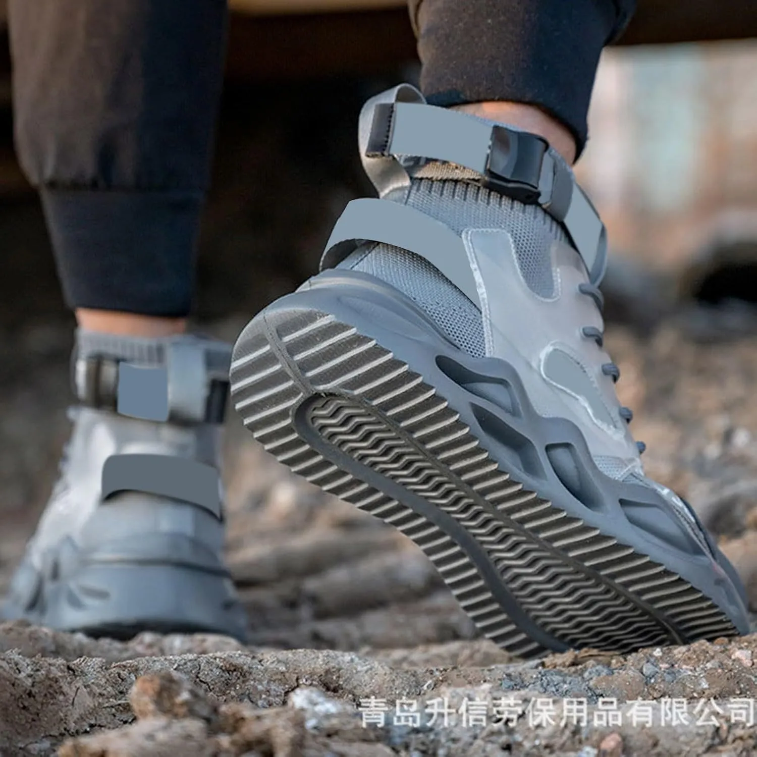 Work Sneakers for Men Fashion Lace Up High Top Sneakers Non Slip Breathable Lightweight Athletic Shoes Adjustable Buckle Running Shoes