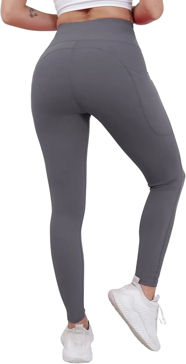 Workout Leggings with Pockets for Women Buttery Soft Elastic Compression Leggings High Waist Running Yoga Pants