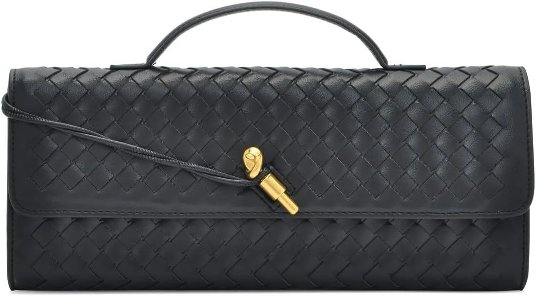 Woven Clutch Purse for women PU Leather Shoulder Bag Casual Fashion Party Evening Handbag Crossbody