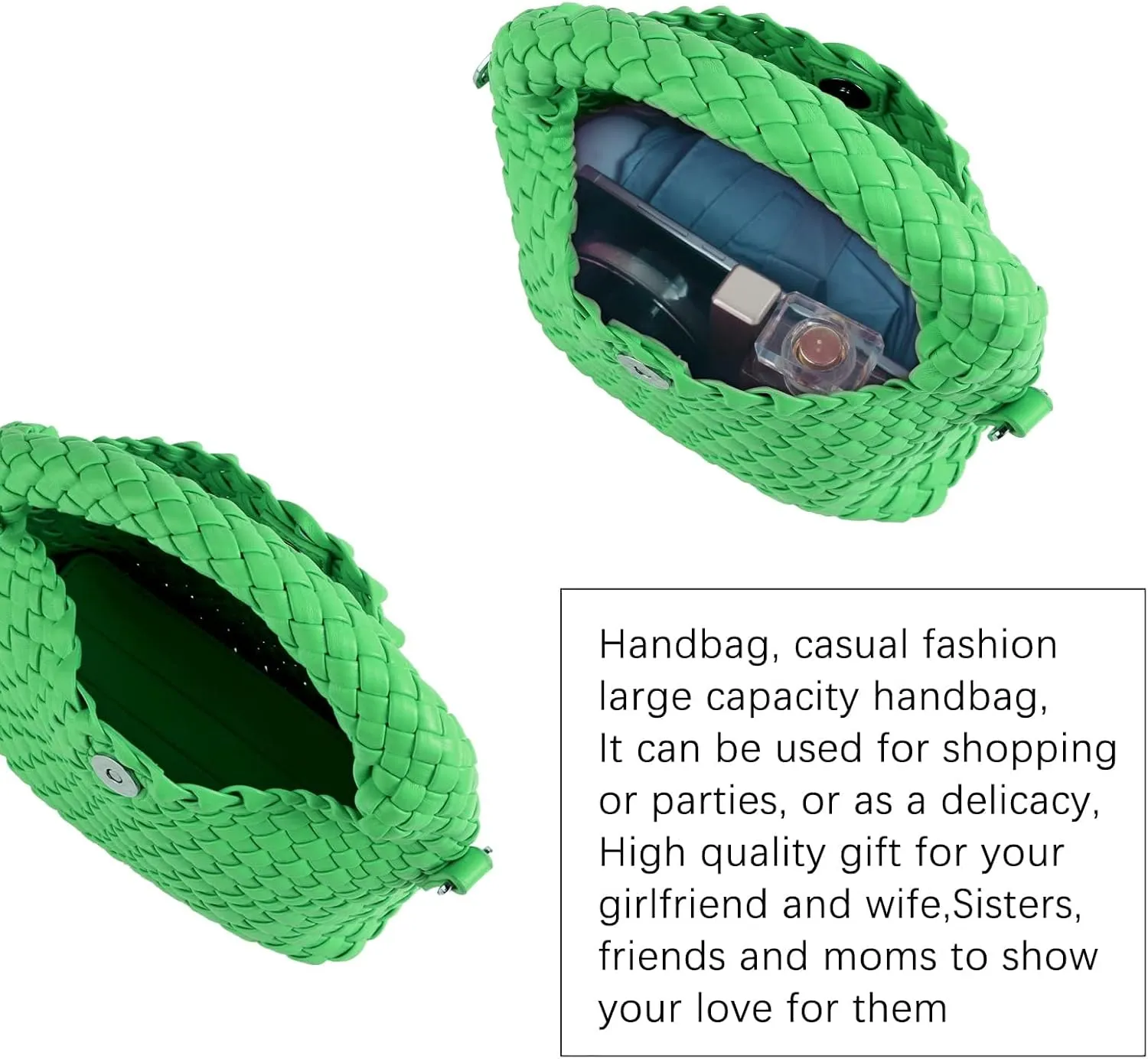 Woven Tote Bag for Women Soft Leather Tote Handbags Fashion Woven Shoulder Bag for Women DailyShopping