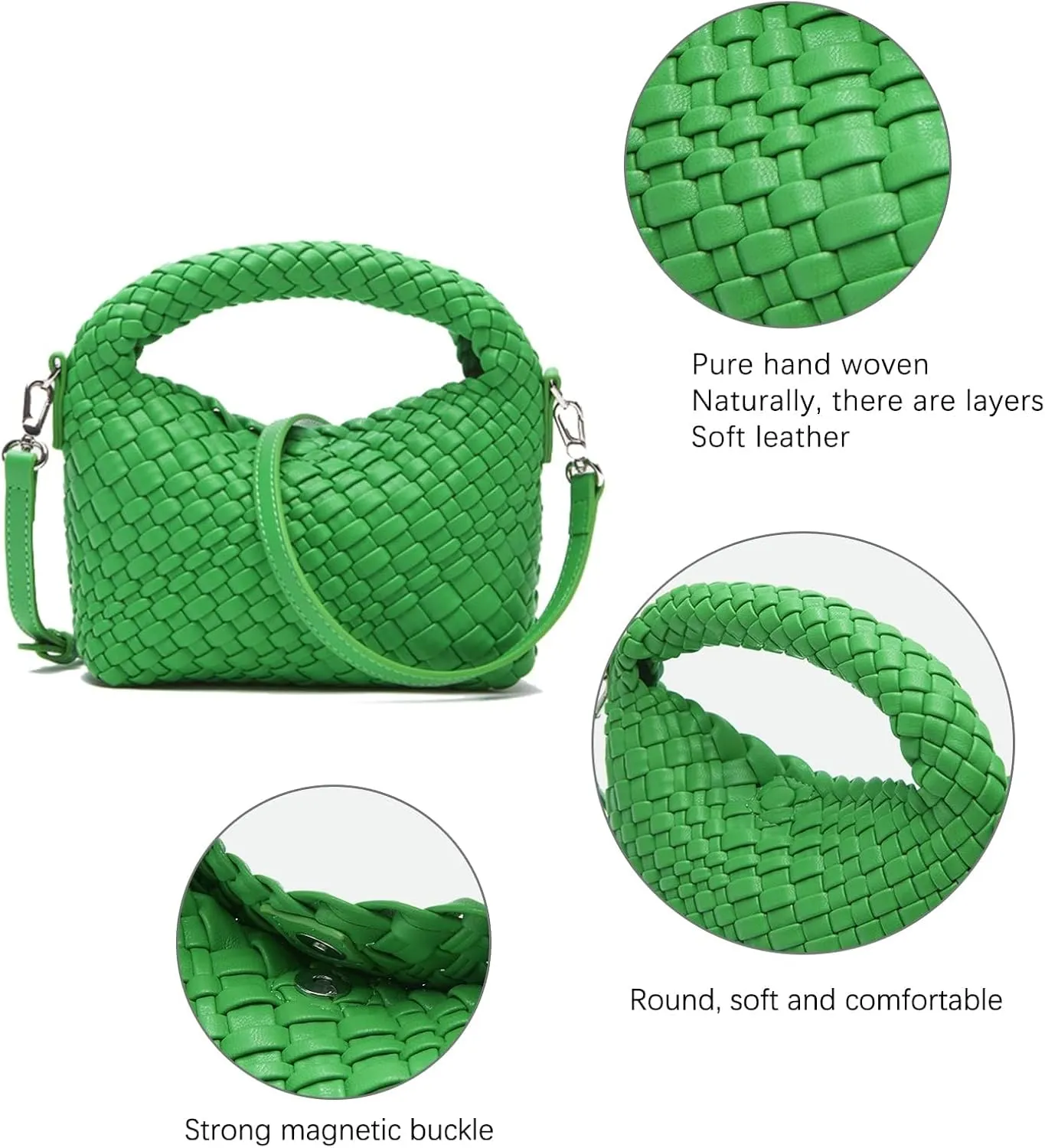 Woven Tote Bag for Women Soft Leather Tote Handbags Fashion Woven Shoulder Bag for Women DailyShopping