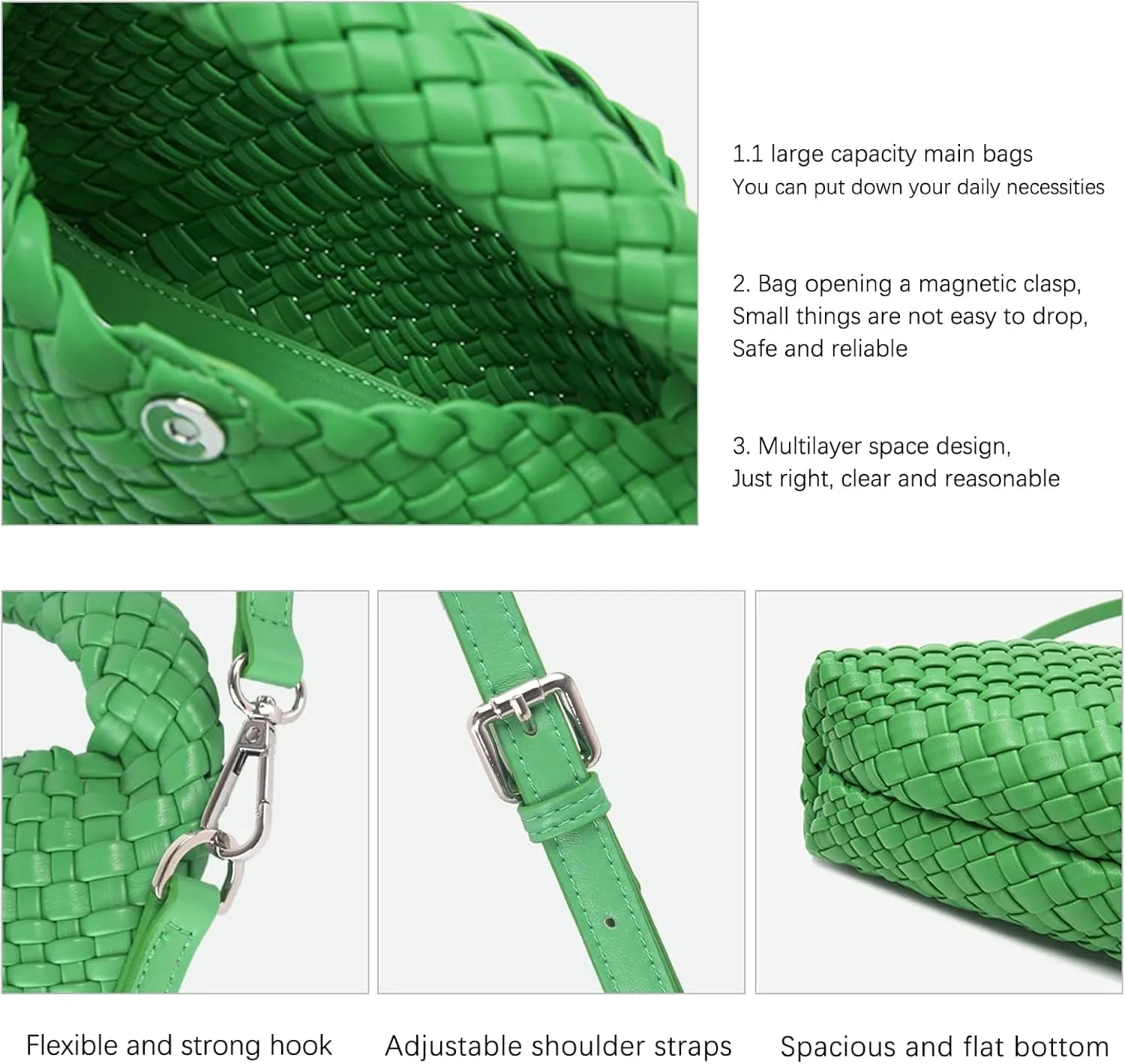 Woven Tote Bag for Women Soft Leather Tote Handbags Fashion Woven Shoulder Bag for Women DailyShopping