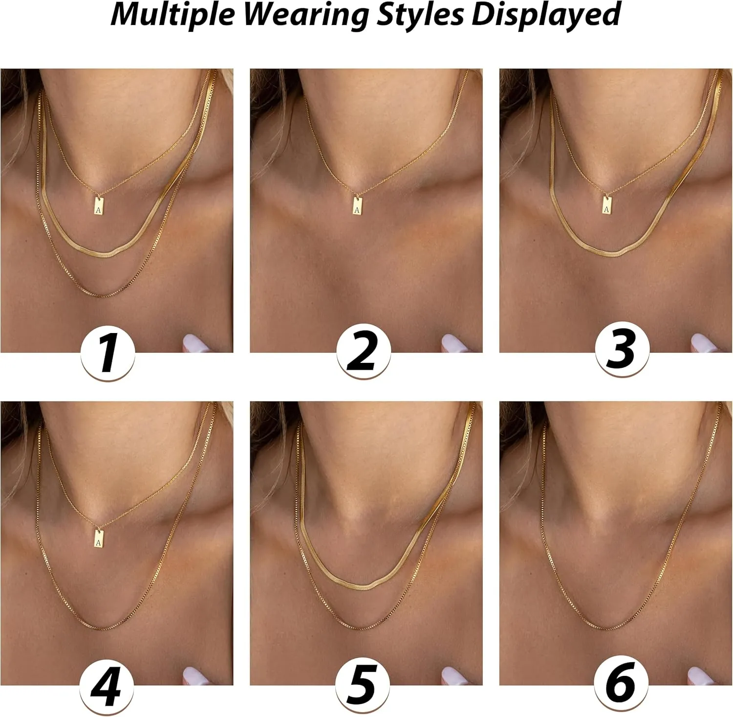 YANCHUN Layered Initial Necklaces for Women Charm Choker Necklace Women's Jewelry Letter A-Z Dainty Gold Necklace Initial Necklaces Summer Serfer Beach Vacation Essentials