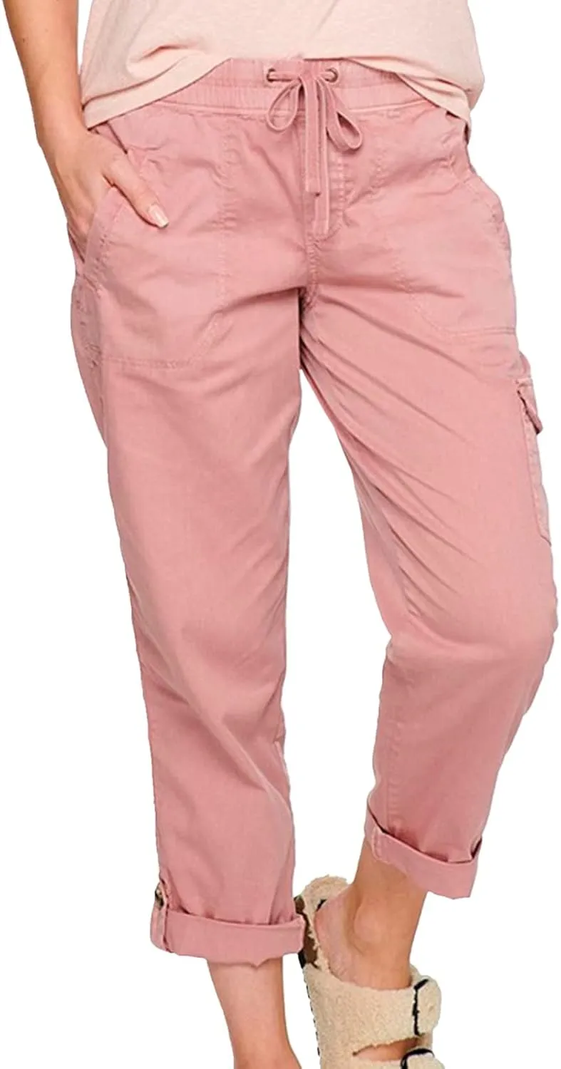 Yoga Dress Pants for Women Casual Work Business Pants Elastic Waist Plaid Pants Solid Color Travel Trousers