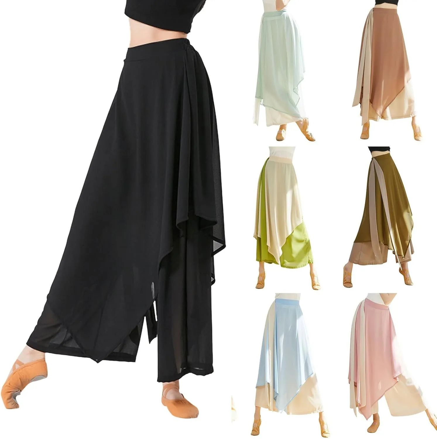 YOLAI Women Linen Palazzo Pants Flowy Boho Wide Leg High Waist Long Pants Casual Lounge Pant Trousers with Pockets