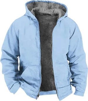 Zeiyignr Hoodies for Men Heavyweight Fleece Sweatshirt - Full Zip Up Thick Sherpa Lined Jackets Warm Winter Coat Windbreaker