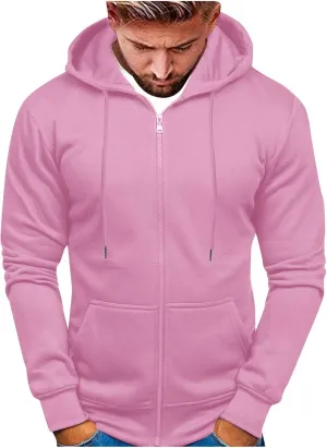 Zip Up Hoodie Men Mens Full Zip Casual Pullover Hoodies Fall Winter Work Sweatshirt Long Sleeve Drawstring Hoodies