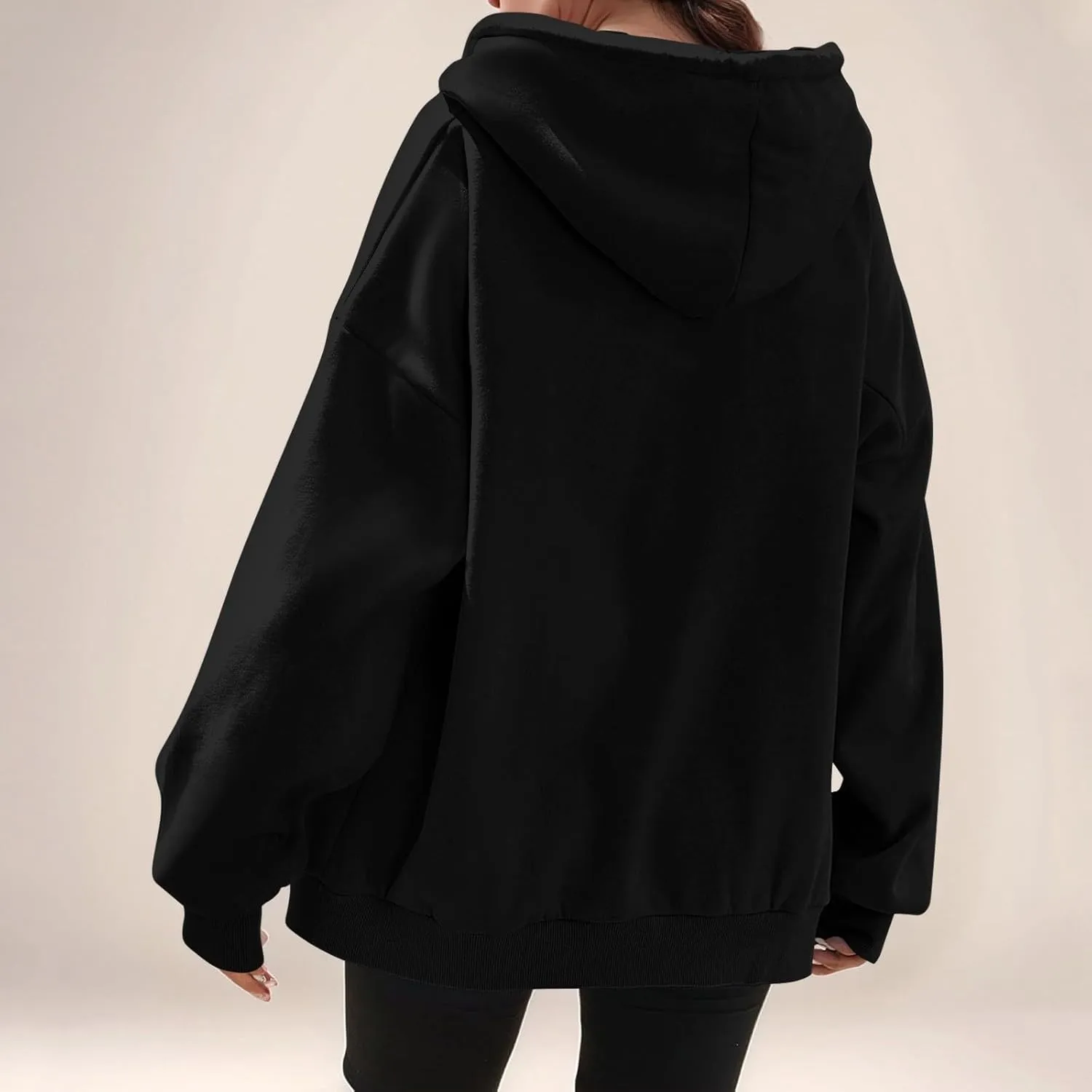 Zip Up Hoodie Women Y2k Oversized Fleece Jacket Workout Drawstring Hooded Sweatshirt with Pockets Winter Clothes