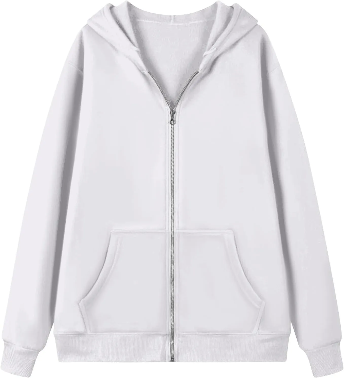 Zip Up Hoodie Women Y2k Oversized Fleece Jacket Workout Drawstring Hooded Sweatshirt with Pockets Winter Clothes