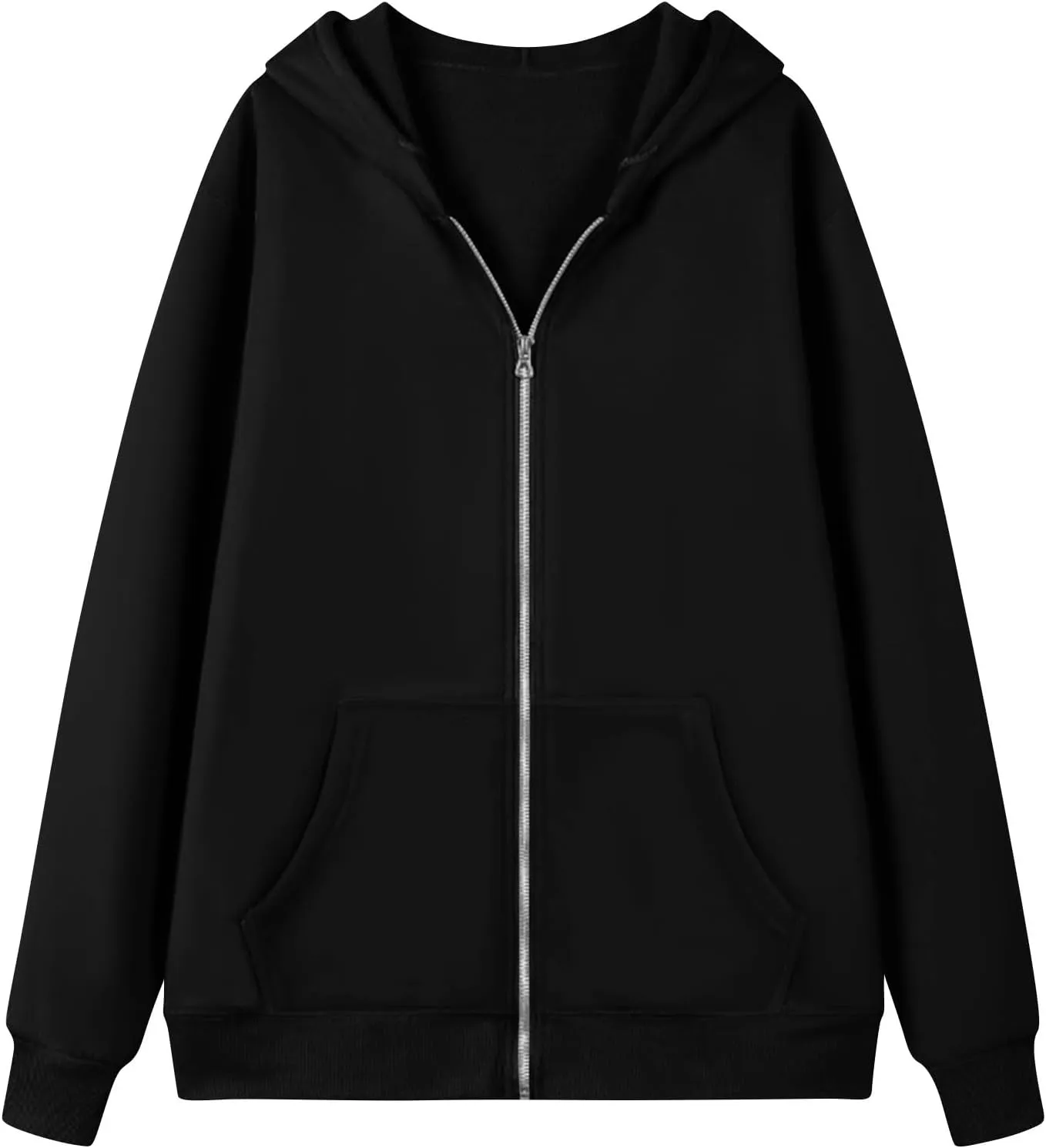 Zip Up Hoodie Women Y2k Oversized Fleece Jacket Workout Drawstring Hooded Sweatshirt with Pockets Winter Clothes