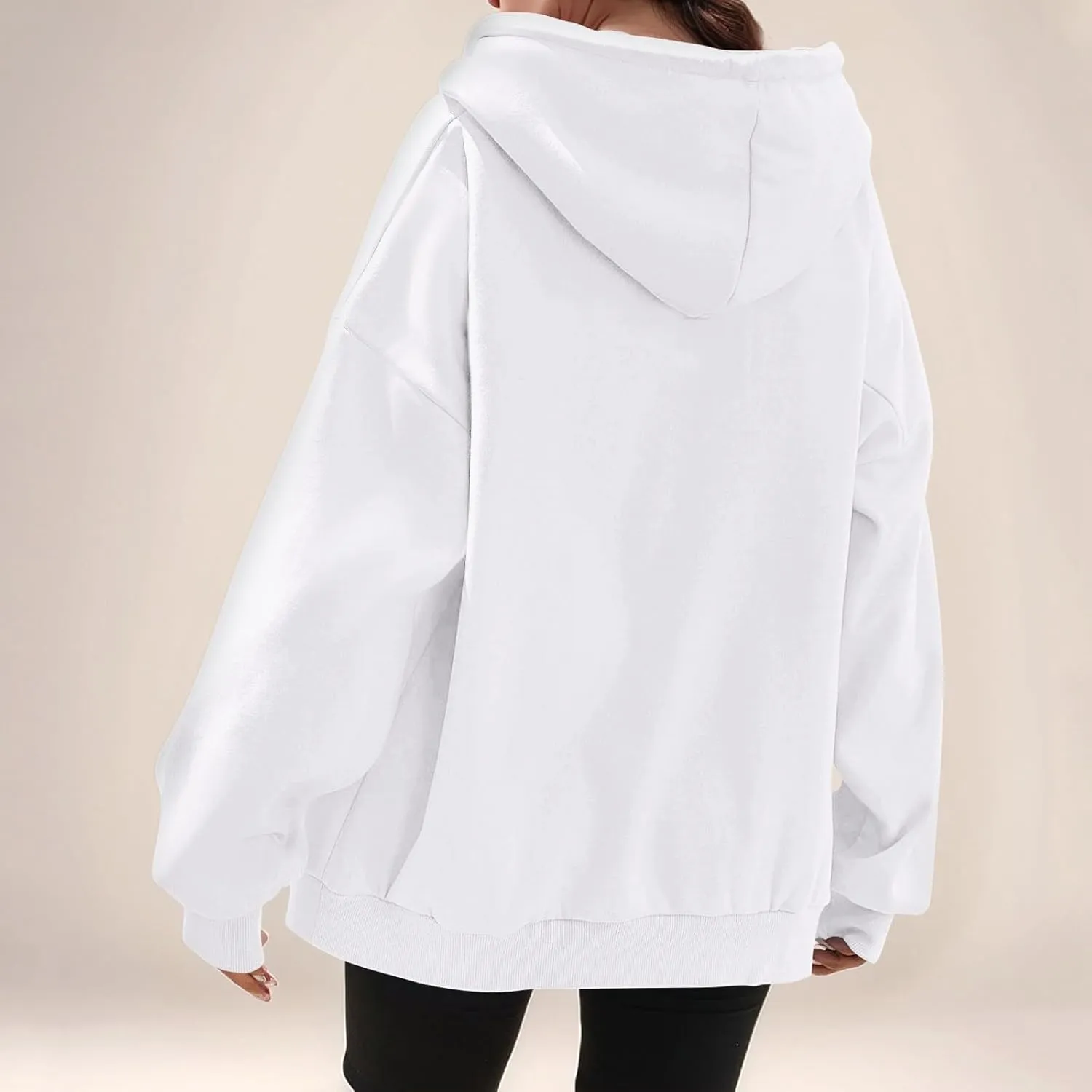 Zip Up Hoodie Women Y2k Oversized Fleece Jacket Workout Drawstring Hooded Sweatshirt with Pockets Winter Clothes