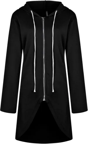 Zip Up Hoodie Women,2024 Trendy Irregular Hem Oversized Hoodies Long Tunic Sweatshirt Open Front Cardigan Jacket