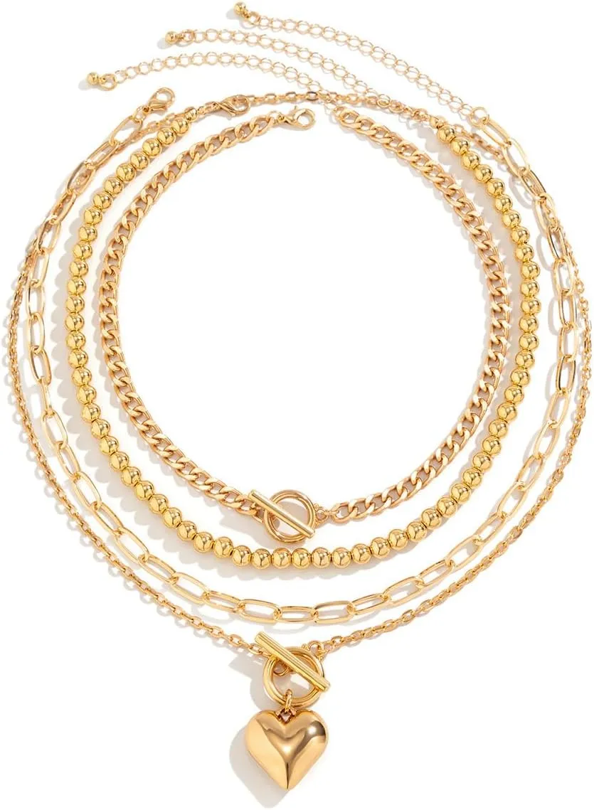 ZMANYIJEW 14K Gold Plated Large Heart Necklace for Women Silver Heart Pendant Necklace Exaggerated Personalized Big Heart Pendant Necklace Choker Heart Necklace for women