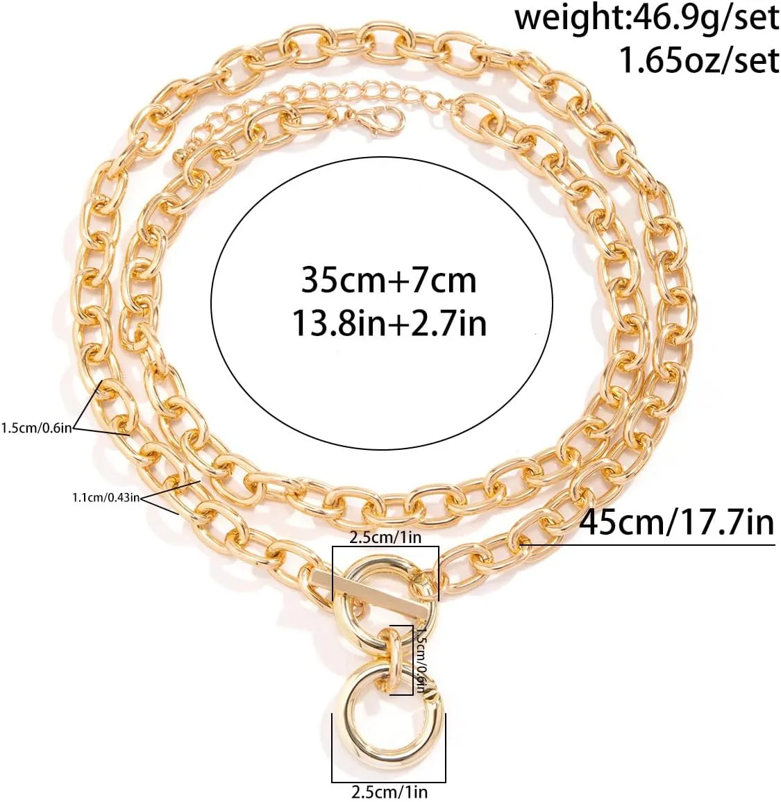 ZMANYIJEW Chunky Gold Layered Necklace for Women Gold Layered Necklaces Delicate Chunky Paperclip Necklace OT Toggle Clasp Necklaces Stackable Choker Necklaces Jewelry