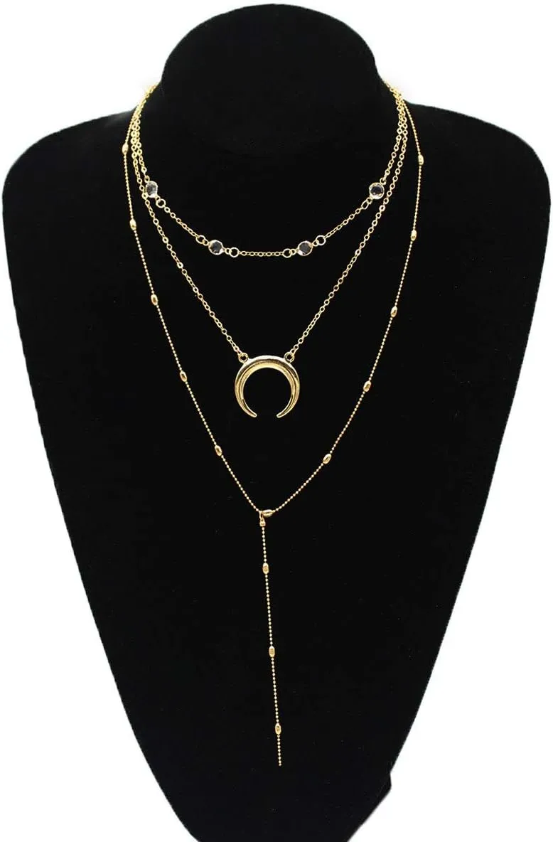 ZMANYIJEW Layered Gold Necklaces for Women Stackable Gold/Silver Plated Chain Necklace Cross Turquoise Pendant Necklace Layering Herringbone Necklace Set Fashion Pendant Choker Necklaces for Women