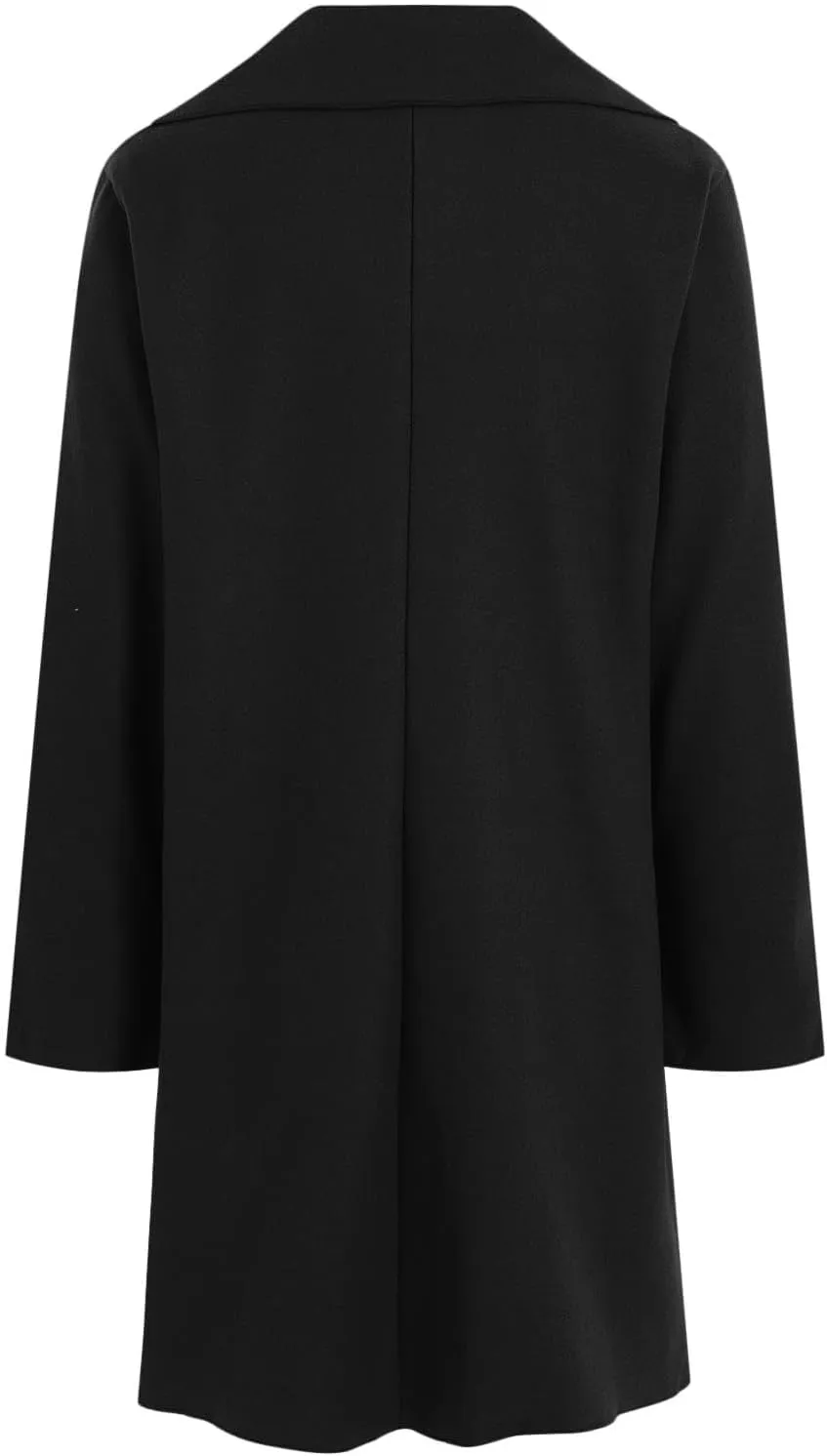 ZWRXW Womens Single Breasted Wool Blend Coat Open Front Long Sleeve Lapel Pea Coat Casual Solid Mid Length Trench Coats