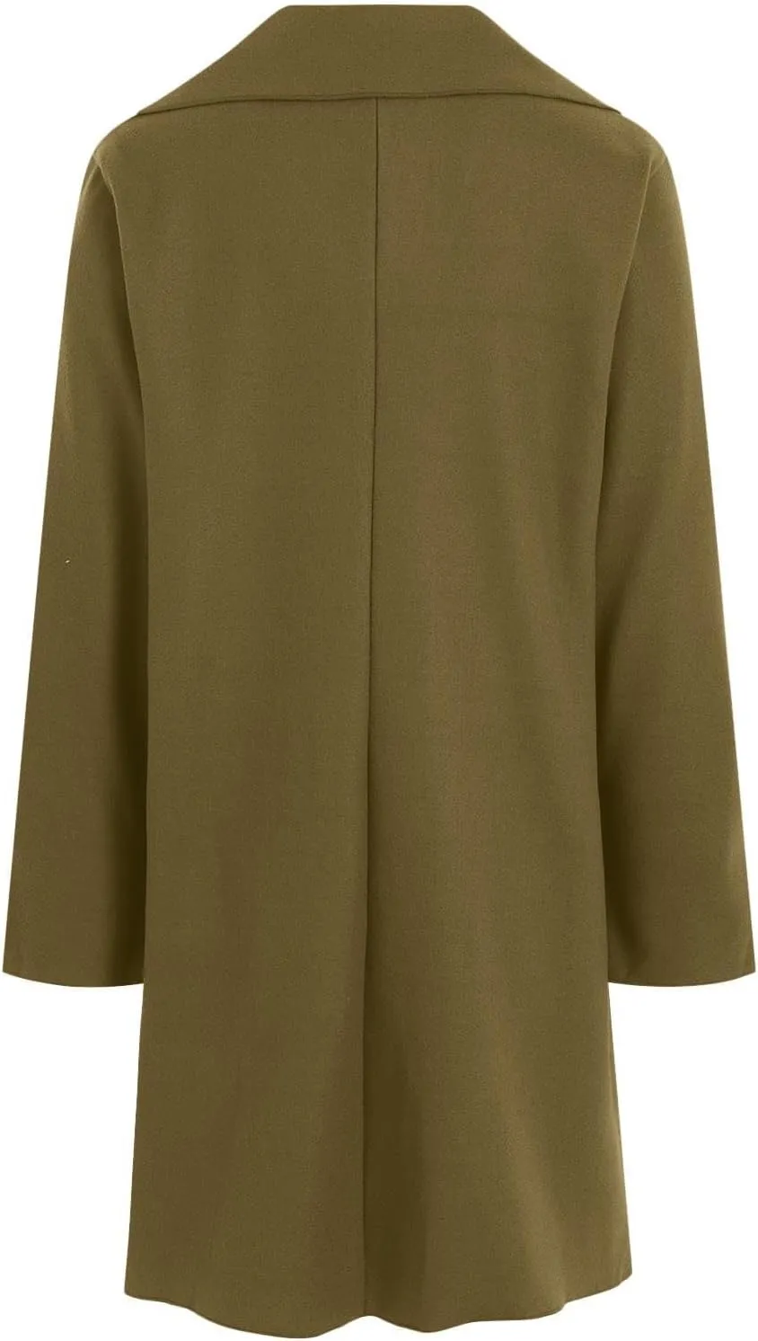 ZWRXW Womens Single Breasted Wool Blend Coat Open Front Long Sleeve Lapel Pea Coat Casual Solid Mid Length Trench Coats