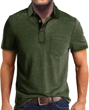 ZYXTIM Men's Short Sleeve Henley Tee Fashion Button Business Work Golf Polo Shirts Summer Soild Slim Ribbed T-Shirts Big&Tall