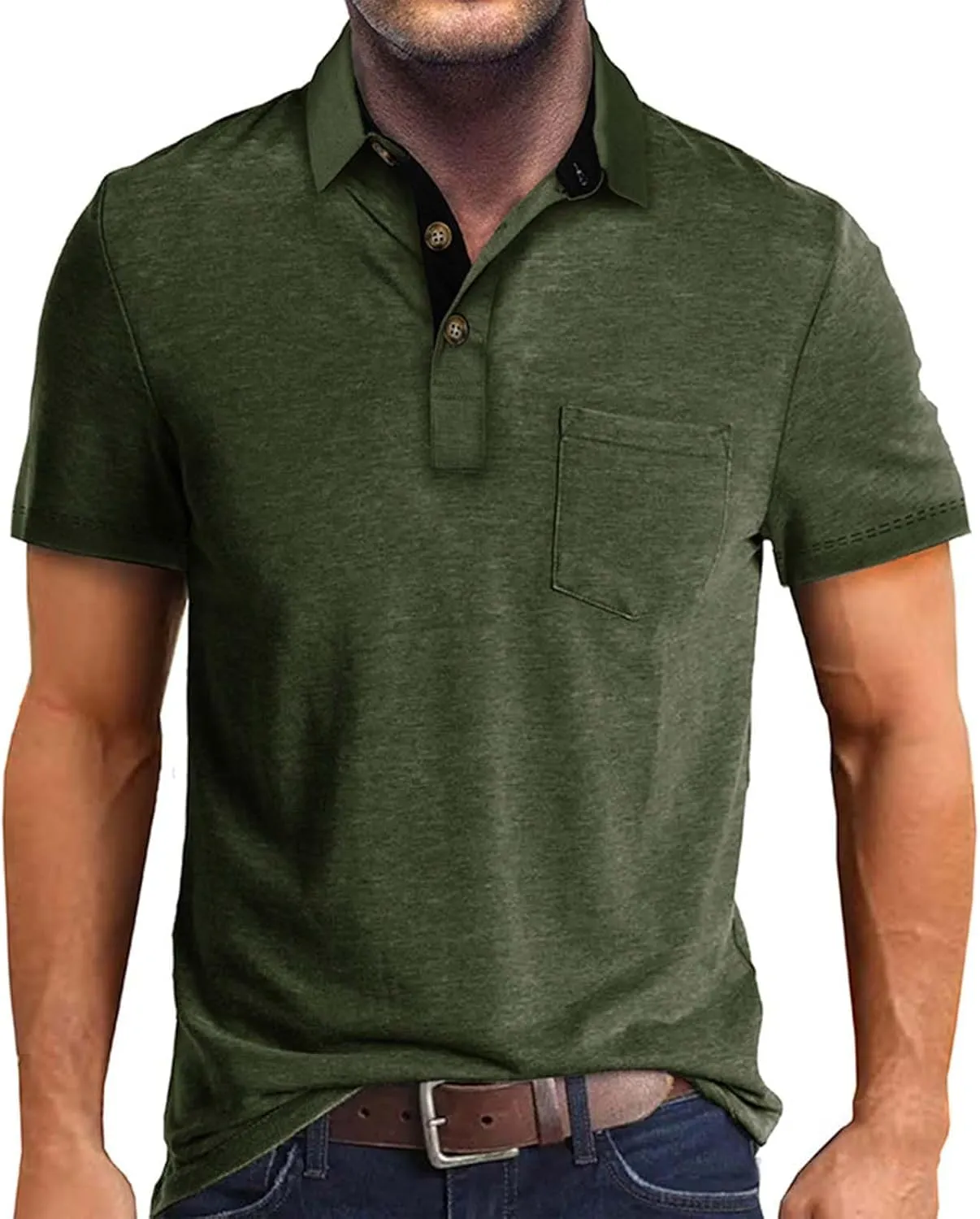 ZYXTIM Men's Short Sleeve Henley Tee Fashion Button Business Work Golf Polo Shirts Summer Soild Slim Ribbed T-Shirts Big&Tall