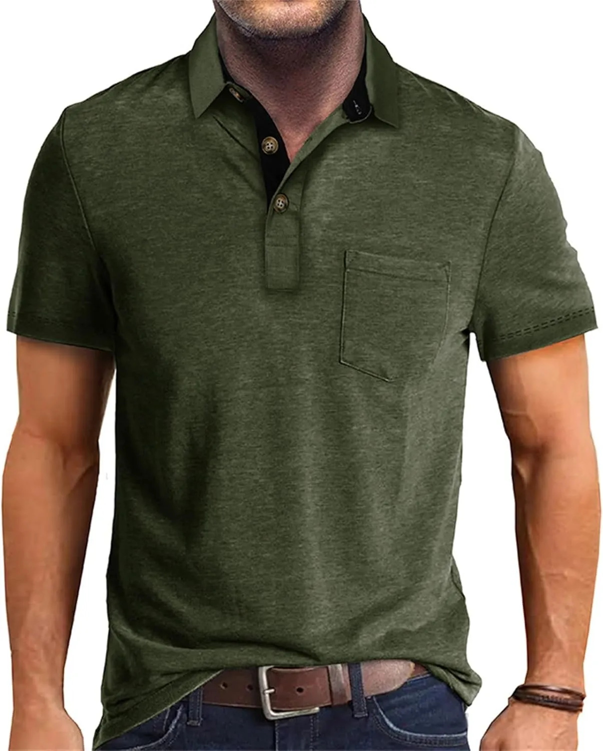 ZYXTIM Men's Short Sleeve Henley Tee Fashion Button Business Work Golf Polo Shirts Summer Soild Slim Ribbed T-Shirts Big&Tall